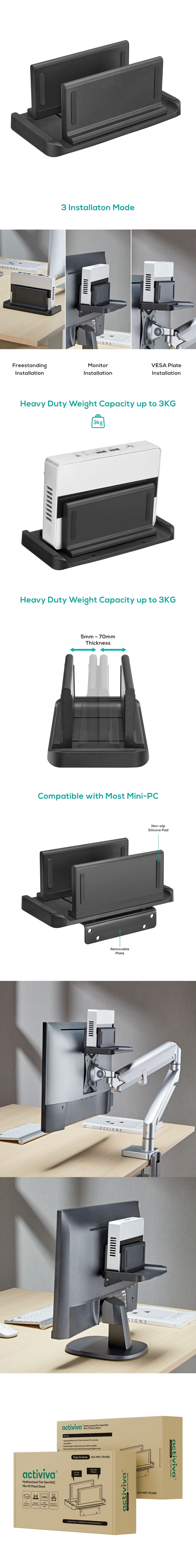 A large marketing image providing additional information about the product mBeat Activiva Thin Client NUC Mini-PC Mount Stand - Additional alt info not provided